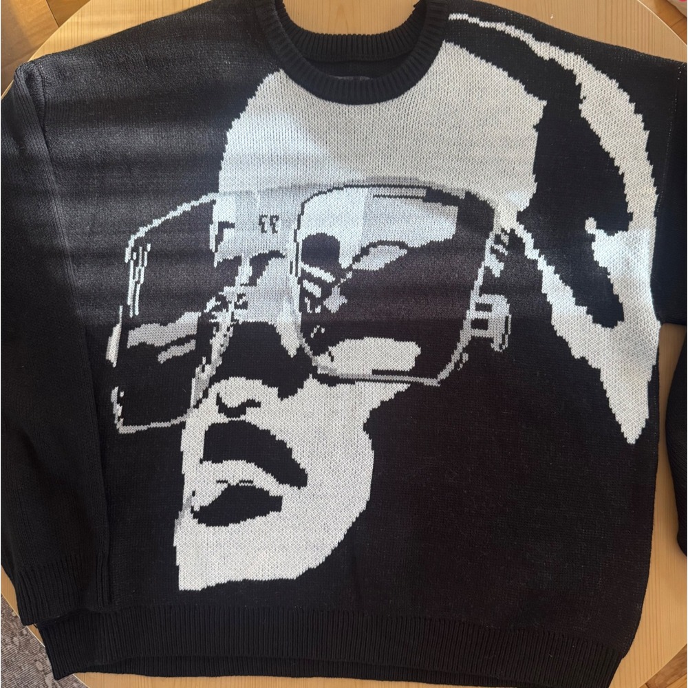 Urban Outfitters Graphic Portrait Sweater Men XL Black White Excellent Knit